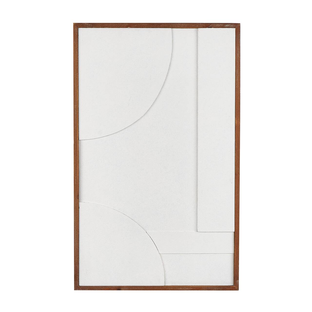 White Dimensional Geometric Wall Décor with Brown Frame
